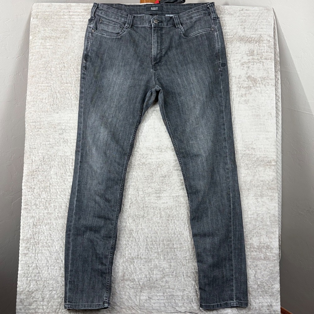 5.11 Tactical Defender-Flex Slim Jeans Mens 38x36 Gray‎ Black 74465-150